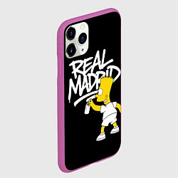 Чехол iPhone 11 Pro матовый Граффити Реал Мадрид и Барт Симпсон, цвет: 3D-фиолетовый — фото 2