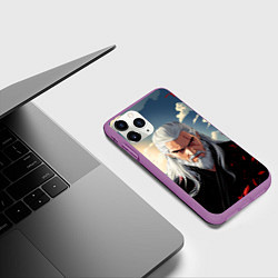 Чехол iPhone 11 Pro матовый Ведьмак стиль аниме, цвет: 3D-фиолетовый — фото 2