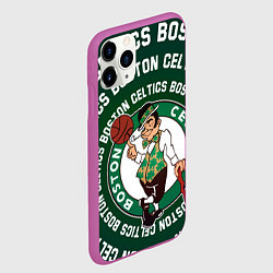 Чехол iPhone 11 Pro матовый Бостон Селтикс логотип и надписи, цвет: 3D-фиолетовый — фото 2