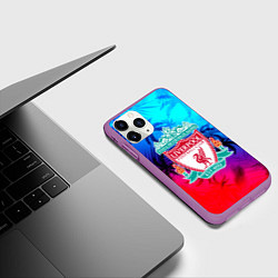 Чехол iPhone 11 Pro матовый Liverpool неоновые тропики, цвет: 3D-фиолетовый — фото 2