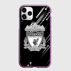 Чехол iPhone 11 Pro матовый Liverpool геометрия черно белая, цвет: 3D-фиолетовый
