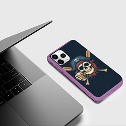 Чехол iPhone 11 Pro матовый Пират с бокалом, цвет: 3D-фиолетовый — фото 2