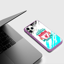 Чехол iPhone 11 Pro матовый Ливерпуль штрихи красок, цвет: 3D-фиолетовый — фото 2