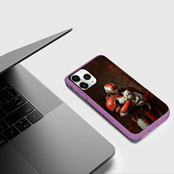 Чехол iPhone 11 Pro матовый Футуристичный воин с котом, цвет: 3D-фиолетовый — фото 2