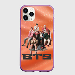 Чехол iPhone 11 Pro матовый BTS фотка на диване, цвет: 3D-фиолетовый