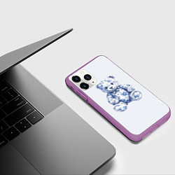 Чехол iPhone 11 Pro матовый Игрушечный мишка гжель, цвет: 3D-фиолетовый — фото 2