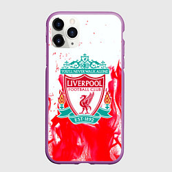 Чехол iPhone 11 Pro матовый Liverpool розовый огонь, цвет: 3D-фиолетовый