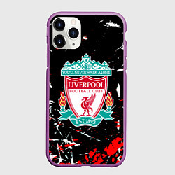 Чехол iPhone 11 Pro матовый Liverpool штрихи красок, цвет: 3D-фиолетовый