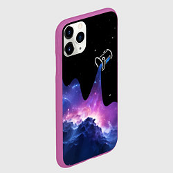 Чехол iPhone 11 Pro матовый Потеки космической краски, цвет: 3D-фиолетовый — фото 2