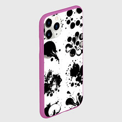Чехол iPhone 11 Pro матовый Чёрно-белые кляксы - абстракция, цвет: 3D-фиолетовый — фото 2