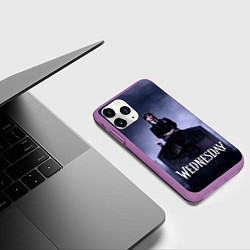 Чехол iPhone 11 Pro матовый Уэнсдей и вещь на могиле Wednesday, цвет: 3D-фиолетовый — фото 2