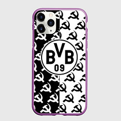 Чехол iPhone 11 Pro матовый Borussia паттерн ссср, цвет: 3D-фиолетовый