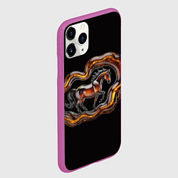 Чехол iPhone 11 Pro матовый Стилизованная бегущая янтарная лошадь, цвет: 3D-фиолетовый — фото 2