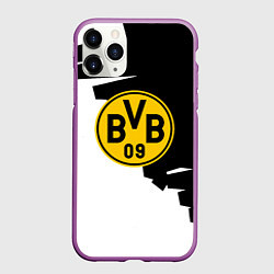 Чехол iPhone 11 Pro матовый Borussia черно белая геометрия, цвет: 3D-фиолетовый