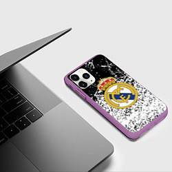 Чехол iPhone 11 Pro матовый Реал Мадрид краски, цвет: 3D-фиолетовый — фото 2