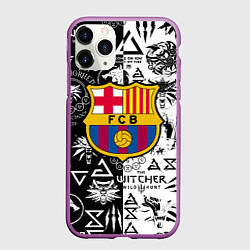 Чехол iPhone 11 Pro матовый Barcelona логотипы ведьмак, цвет: 3D-фиолетовый