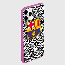 Чехол iPhone 11 Pro матовый Барселона х Ювентус паттерн, цвет: 3D-фиолетовый — фото 2
