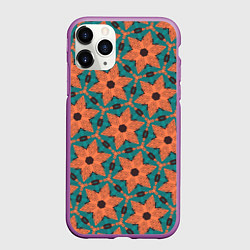 Чехол iPhone 11 Pro матовый Оранжевые звезды, цвет: 3D-фиолетовый