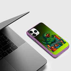 Чехол iPhone 11 Pro матовый Годзилла утка, цвет: 3D-фиолетовый — фото 2