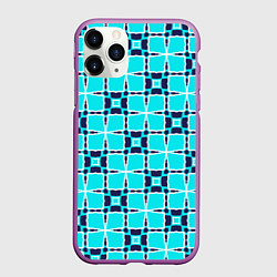 Чехол iPhone 11 Pro матовый Абстрактная решетка на бирюзовом, цвет: 3D-фиолетовый
