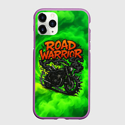 Чехол iPhone 11 Pro матовый Дорожный воин - байк с шипами, цвет: 3D-фиолетовый