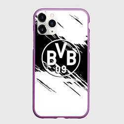 Чехол iPhone 11 Pro матовый Borussia черно белые полосы