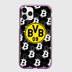 Чехол iPhone 11 Pro матовый Borussia биткоин паттерн, цвет: 3D-фиолетовый