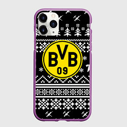 Чехол iPhone 11 Pro матовый Borussia x fortnite pattern, цвет: 3D-фиолетовый