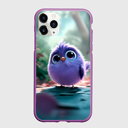 Чехол iPhone 11 Pro матовый Круглый удивленный птенец, цвет: 3D-фиолетовый