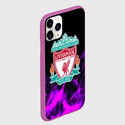Чехол iPhone 11 Pro матовый Liverpool неоновый огонь, цвет: 3D-фиолетовый — фото 2