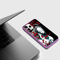 Чехол iPhone 11 Pro матовый Белый конь в цветущей сакуре, цвет: 3D-фиолетовый — фото 2