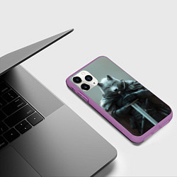 Чехол iPhone 11 Pro матовый Волк и меч, цвет: 3D-фиолетовый — фото 2