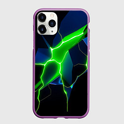 Чехол iPhone 11 Pro матовый Neon green glow, цвет: 3D-фиолетовый