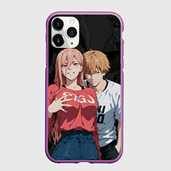 Чехол iPhone 11 Pro матовый Power and Denji, цвет: 3D-фиолетовый