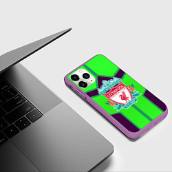 Чехол iPhone 11 Pro матовый Liverpool геометрия текстура спорт, цвет: 3D-фиолетовый — фото 2