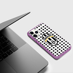 Чехол iPhone 11 Pro матовый Ювентус клетка геометрия, цвет: 3D-фиолетовый — фото 2
