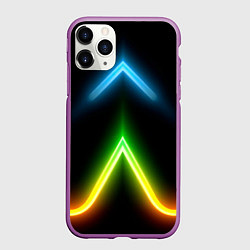 Чехол iPhone 11 Pro матовый Neon multicolored lines, цвет: 3D-фиолетовый