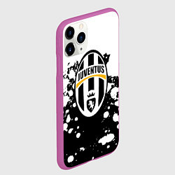 Чехол iPhone 11 Pro матовый Juventus белые краски текстура, цвет: 3D-фиолетовый — фото 2