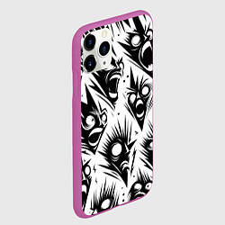 Чехол iPhone 11 Pro матовый Свирепые мордочки - паттерн, цвет: 3D-фиолетовый — фото 2