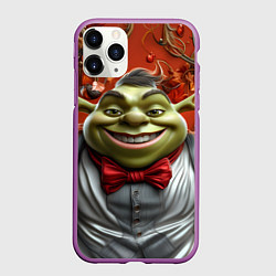 Чехол iPhone 11 Pro матовый Шрек в деловом костюме, цвет: 3D-фиолетовый
