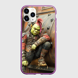 Чехол iPhone 11 Pro матовый Шрек в панковских шмотках, цвет: 3D-фиолетовый