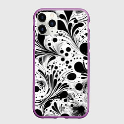 Чехол iPhone 11 Pro матовый Кляксы и растения - нейроарт паттерн, цвет: 3D-фиолетовый