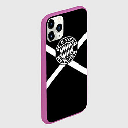 Чехол iPhone 11 Pro матовый Бавария Мюнхен полосы, цвет: 3D-фиолетовый — фото 2