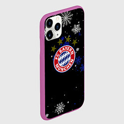 Чехол iPhone 11 Pro матовый Бавария Мюнхен снежинки ночь, цвет: 3D-фиолетовый — фото 2