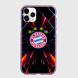 Чехол iPhone 11 Pro матовый Бавария Мюнхен неоновая абстракция, цвет: 3D-фиолетовый
