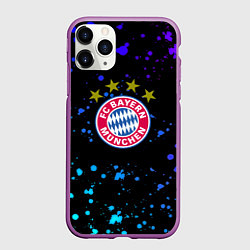Чехол iPhone 11 Pro матовый Бавария Мюнхен неоновые краски, цвет: 3D-фиолетовый