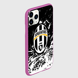 Чехол iPhone 11 Pro матовый Ювентус краски всплеск штрихи, цвет: 3D-фиолетовый — фото 2