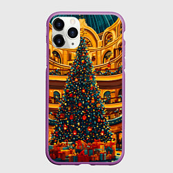 Чехол iPhone 11 Pro матовый Московская новогодняя елка, цвет: 3D-фиолетовый