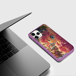 Чехол iPhone 11 Pro матовый Новогодняя милая пони, цвет: 3D-фиолетовый — фото 2