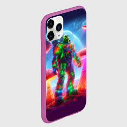 Чехол iPhone 11 Pro матовый Неоновый космонавт Шрек на планете гигантских мухо, цвет: 3D-фиолетовый — фото 2